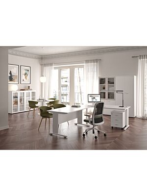 Bureau Droit BRASILIA En Pieds Métal 120x80x73cm - Blanc