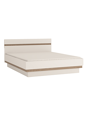 Lit Coffre LINATE 160x200 cm - Blanc / Chêne Beige