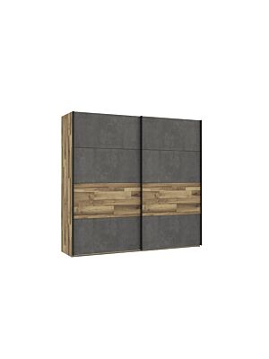 Armoire RICCIANO Avec LED - Chêne Marron / Noir