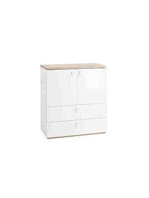 Commode GLOBO -  Chêne / Blanc