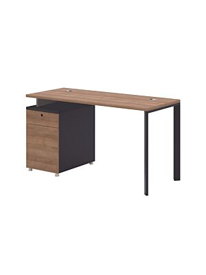 Bureau FELINI Avec 1Tiroir Et 1 Porte - Chêne / Noir