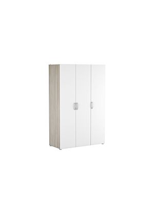 Armoire NANO 3 Portes + 1/2 Penderie Et 1/2  Lingère - Chêne Blanc