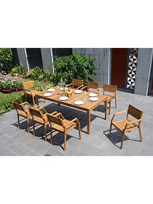 Table À Manger EXOTICA En Acacia + 8 Chaises - Teck