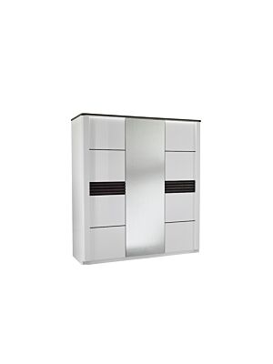 Armoire VERTIGO Avec 3 Portes - Chêne Gris / Blanc