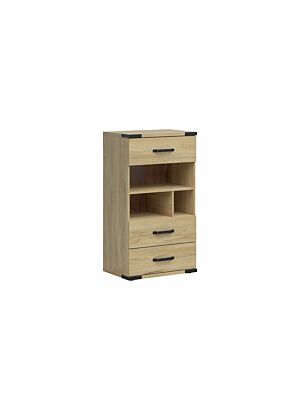 Commode LARA Avec 3 Tiroirs + 3 Niches  - Chêne