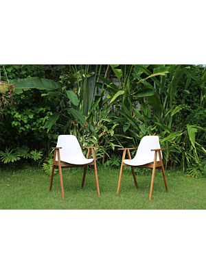 Chaise EXOTICA  En Acacia Avec Accoudoirs - Blanc