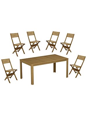 Table à Manger EXOTICA En Acacia  Avec 6 Chaises - Teck