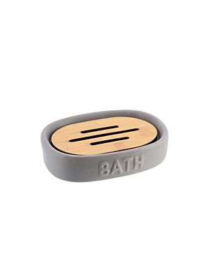 Porte Savon DOLOMITE Rond Bath - Gris / Bambou