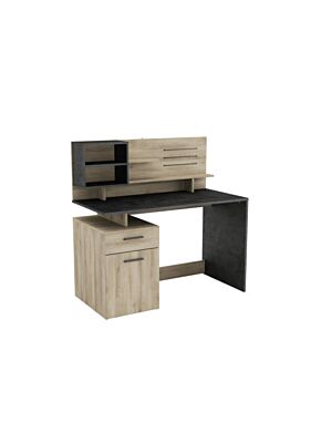 Bureau MALICIA + 1 Porte + 1 Tiroir - Chêne Anthracite