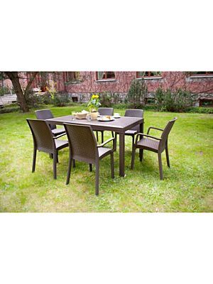 Set Table HOUSTON + 6 Chaises - Marron