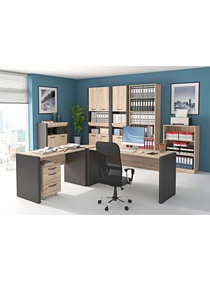 Bureau Opérationnel EXECUTIVE 120x70x76cm - Chêne Clair / Gris Foncé