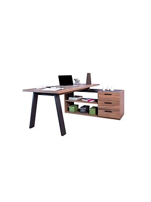 Bureau DAVINCI BRERA avec Crédence -  Noir / Noyer