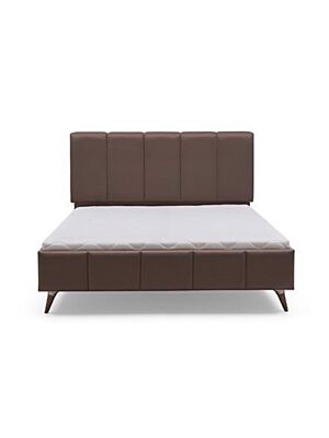 Lit CLARA 160 x 200 Avec Sommier - Taupe / Noyer