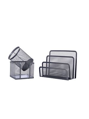 Set De 3 Pièces Accessoires De Bureau En Métal -  Argent