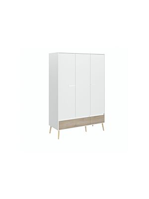 Armoire AALBORG 3 Portes +2 Tiroirs Blanc / Chêne