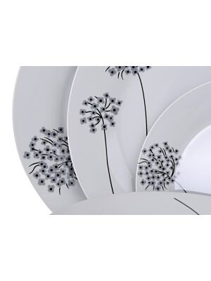 Assiette Fleur Légère 18 Pièces - Blanc