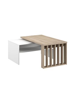 Table Basse Rotative NALA - Chêne / Blanc 