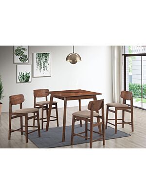 Set PENN Table Haute + 4 Tabourets - Marron