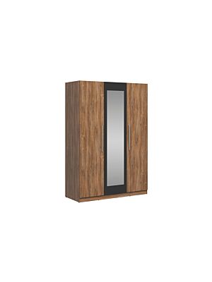 Armoire MATRINA 2 Avec 3 Portes Et 1 Miroir - Chêne / Noir