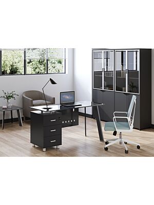 Bureau Opérationnel SHIRAZ Avec Caisson - Noir