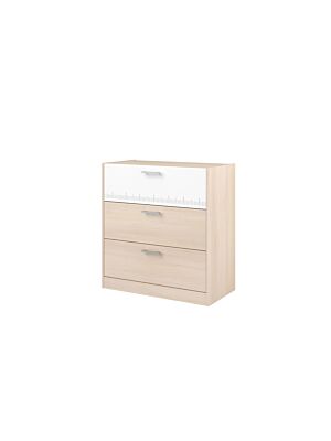 Commode CHARLY Avec 3 Tiroirs  - Chêne / Blanc