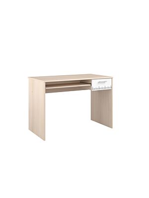 Bureau CHARLY Avec 1 Tiroir + Tablette Coulissante - Chêne / Blanc