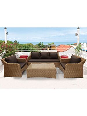 Set PRATO 3+1+1 Avec Table Basse - Marron 