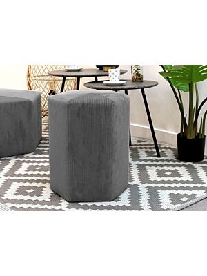 Pouf Velours GIULIA côtelé 35 cm - Gris Foncé