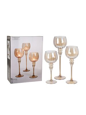 Set De 3 Bougeoirs - Ambre