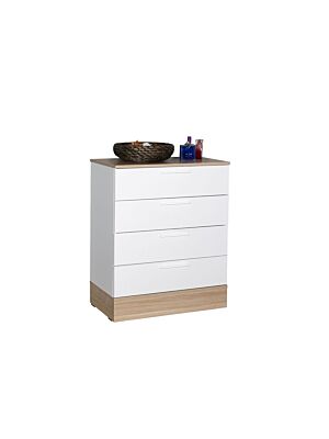 Commode BASE 4 Tiroirs - Chêne / Blanc