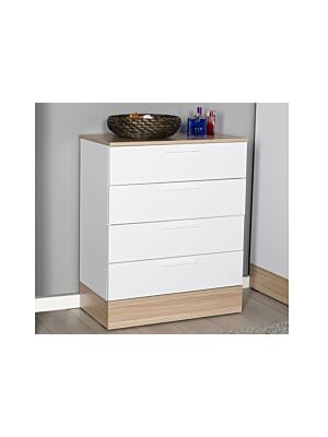 Commode BASE 4 Tiroirs - Chêne / Blanc