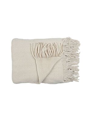 Plaid Chenille Avec Franges - Beige