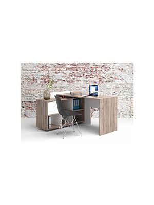 Bureau FUNCTION PLUS - Blanc / Chêne Foncé