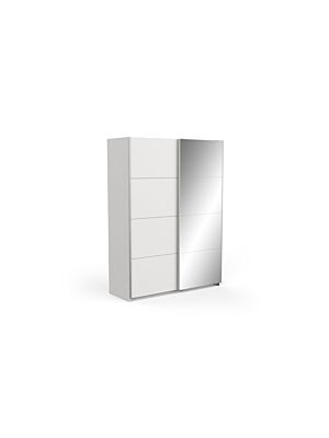 Armoire FAST 2 Portes Avec 4 Étagères + Miroir - Blanc Mat