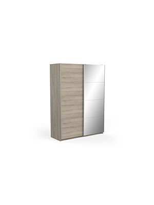 Armoire FAST 2 Portes Avec 4 Étagères + Miroir - Chêne