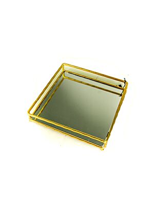 Set De 2 Plateaux carrés Avec Miroir - Doré