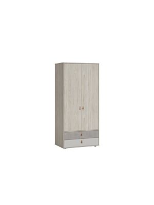 Armoire DENIM 2 Portes + 2 Tiroirs - Chêne Blanchi