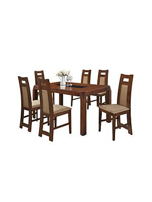 Set Table À Manger Avec 6 Chaises ANNETTE - Marron