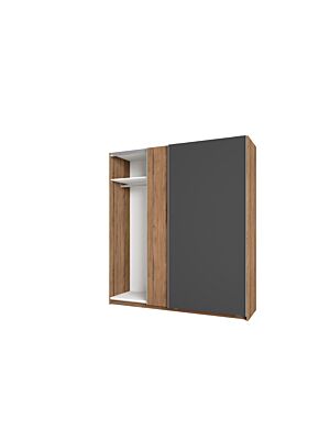 Armoire MALTA 2 Portes Coulissantes - Noyer / Gris Anthracite