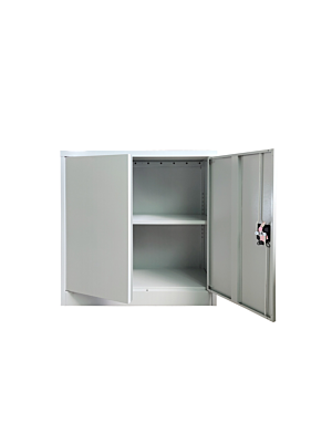 Armoire STEEL 85x40x90cm Portes Battantes - Gris/Blanc