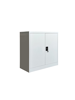 Armoire STEEL 85x40x90cm Portes Battantes - Gris/Blanc