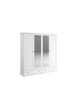 Armoire MARGAUX 4 Portes + 2 Tiroirs - Blanc