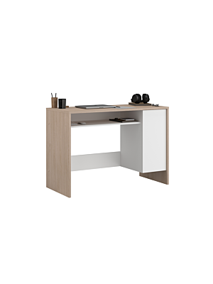 Bureau HEXA 1 Porte + 2  Niches -  Chêne / Blanc