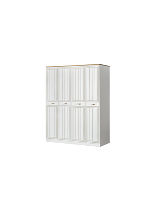 Armoire MANGO 4 Portes - Blanc / Chêne