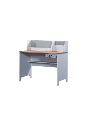 Bureau LUCAS 1 Tiroir - Gris / Blanc / Beige