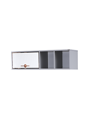 Etagere Murale AIDA  1 Tiroir 2 Niche - Gris / Blanc 