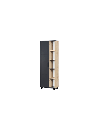 Bibliothèque BOSS 1 Porte Et 5 Niches - Gris Foncé / Beige 