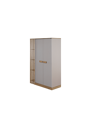 Armoire HUGA 2 Portes 4 Niches - Beige / Chêne