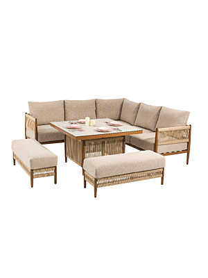 Coin Jardin OSLO 5 Places + Table Haute - Beige