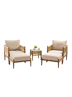 Set Relax OSLO 2 Fauteuils +2 Reposes pieds et Table Basse - Beige